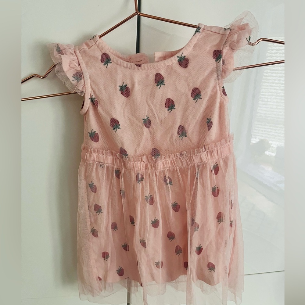 Hanna Andersson pink strawberry tulle dress